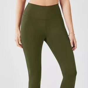 Fabletics Womens Leggings Dark Olive Green S High Waist Yoga Run EUC.